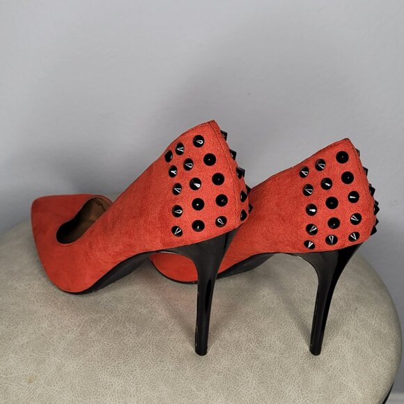 J. Renee Red Suede Studded Stiletto Pumps – Size 12M (New Without Box) - Picture 4 of 9